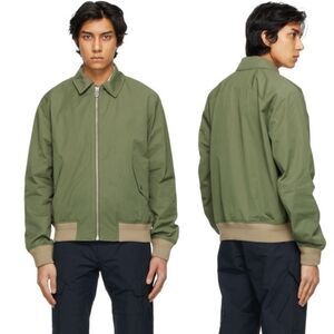 Rag & Bone Size XL Harrier Bomber Jacket Solid Army Green Tan Rib Trim Coat